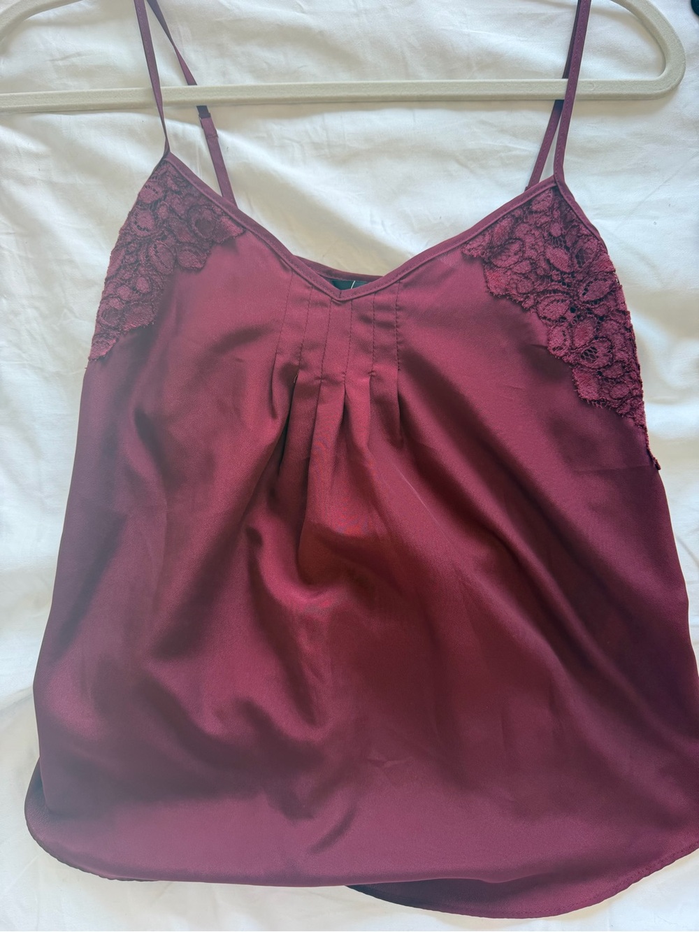 Talula Satin Lace-Trim - Burgundy